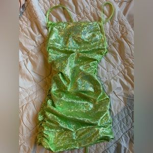 Lucy in the Sky green holographic homecoming dress